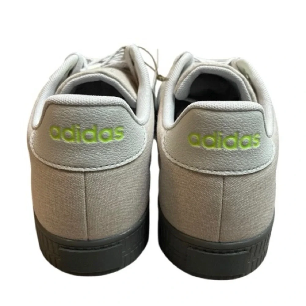 Adidas Daily 3.0 Mens Sneakers‎ Beige Grey Lime Green Canvas Skate Shoes 10